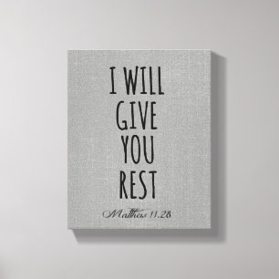 Toile Je vais vous donner le repos Bible Verse Écriture
