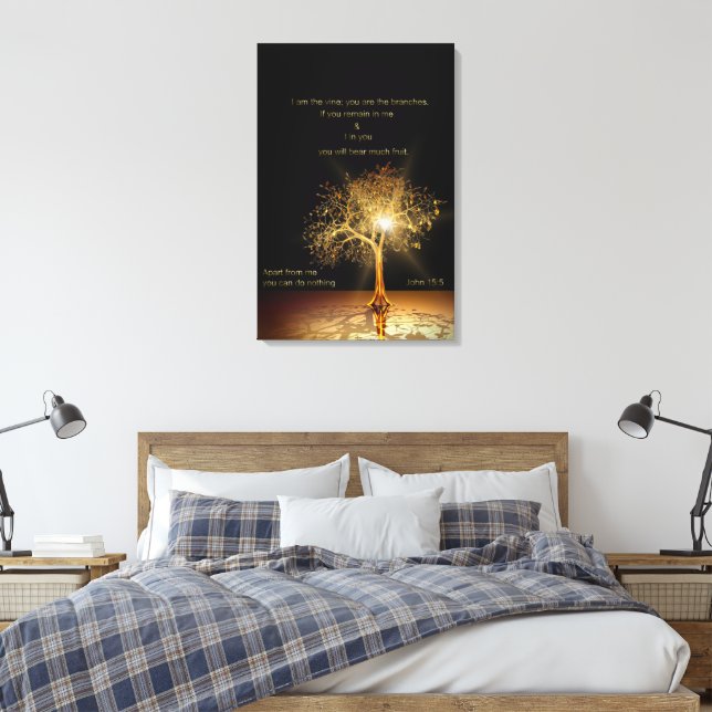 Toile Jean 15:5 Je suis la vigne. Arbre d'or. (Insitu(Chambre))
