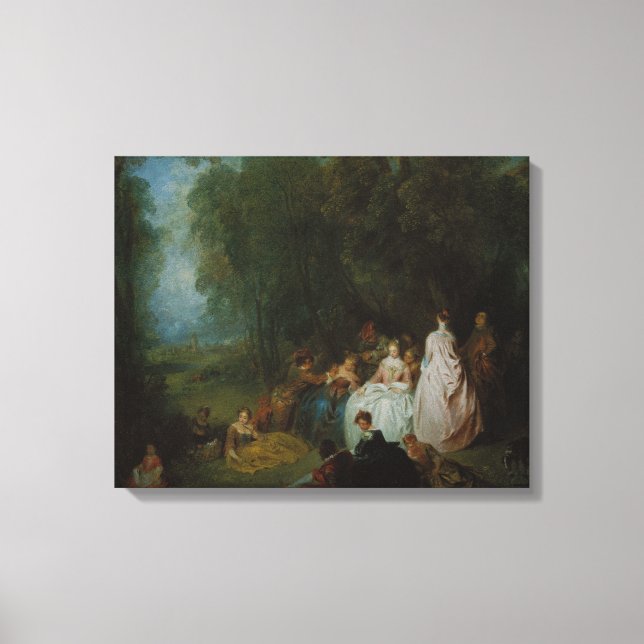 Toile Jean-Antoine Watteau - Réunion pastorale (Recto)