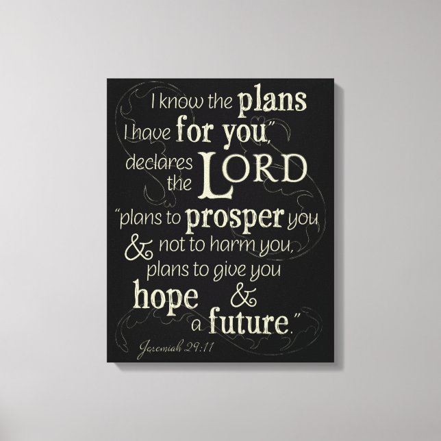 Toile Jérémie 29:11 Je connais les plans que j'ai pour v (Recto)