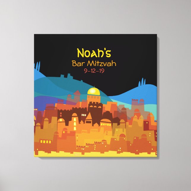 Toile JERUSALEM CITY of GOLD Bat mitzvah Sign-In Board (Recto)