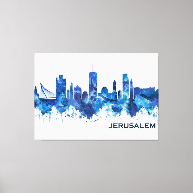 Toile Jérusalem Israel Skyline Blue (Recto)