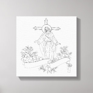 Toile jésus Christ défiler et fleurs page de couleur art