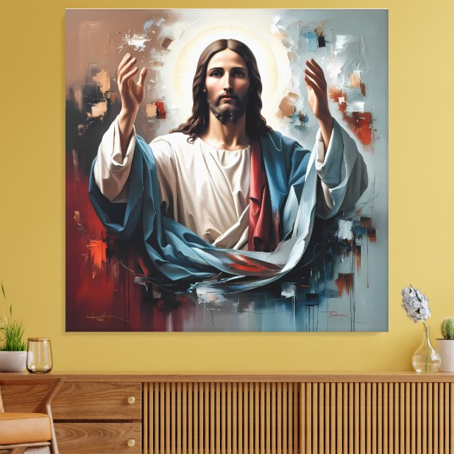 Toile Jésus Christ : L'Éternelle Embrasse de Lumière" ✨  (Insitu(Salon))