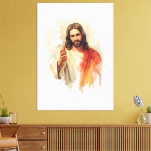 Toile Jésus-Christ tendant les mains Peinture à l'aquare