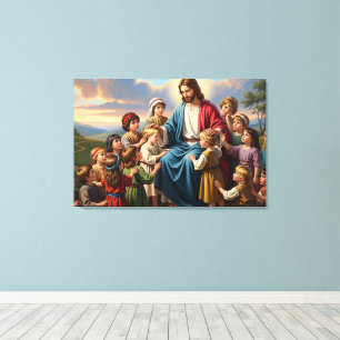 Toile Jésus entouré d'enfants