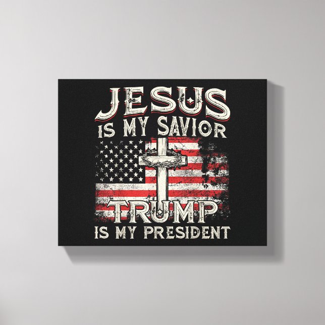 Toile Jésus Est Mon Sauveur Trump Est Mon Président Amér (Recto)