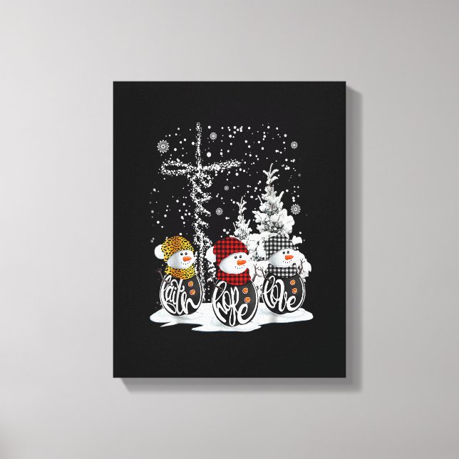 Toile Jésus Faith Hope Love Snowman Red Plaid Xmas For C (Recto)