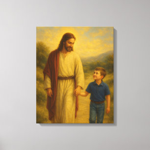 Toile Jésus marchant avec Boy™ LDS Mur Art Canvas