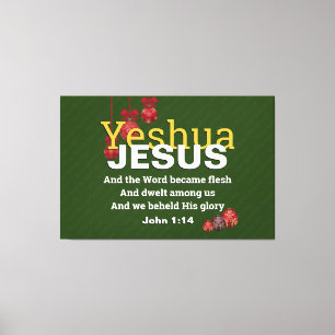 Toile JÉSUS WORD EST DEVENU FLEURI Noël   Christian