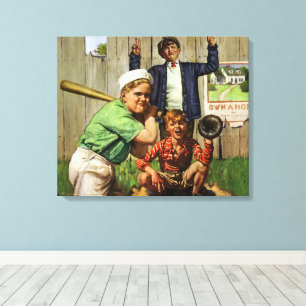 Toile Jeu de baseball vintage, enfant garçon joueur de s