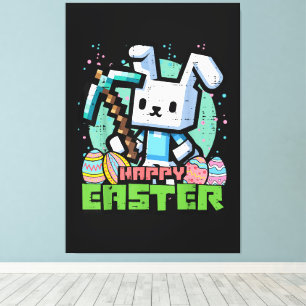 Toile Jeu de pixels de lapin de Pâques heureux