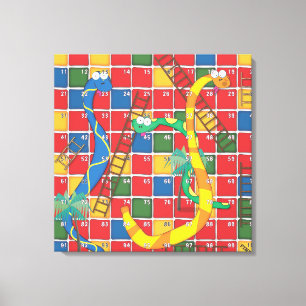 Toile Jeu de société de dessin animé Serpents et échelle