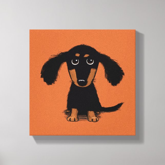 Toile Jeune Dachshund à Poil Long (Recto)