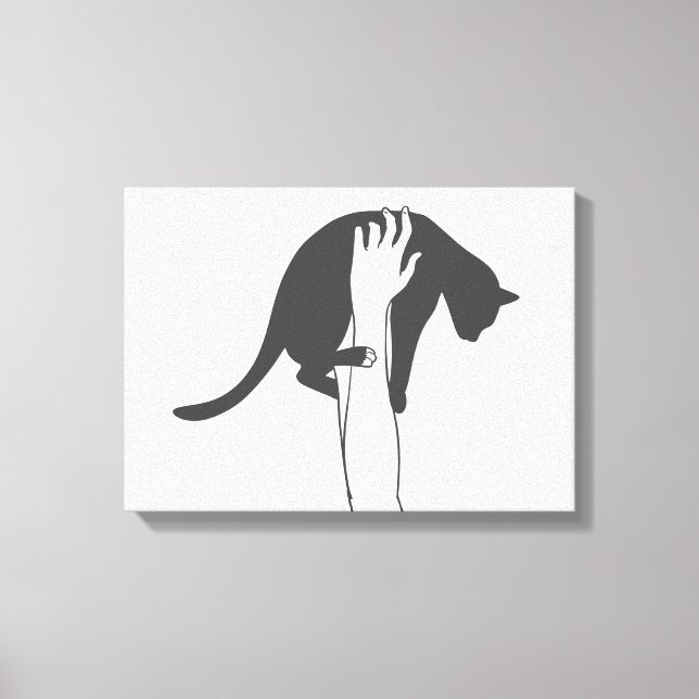 Toile Jeune femme levant chat - Choisir la couleur arriè (Recto)