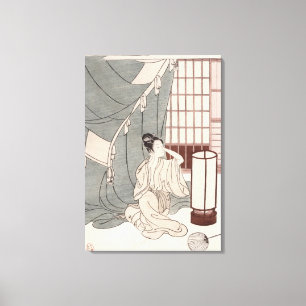 Toile Jeune femme se mettant à genoux par sa