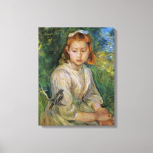 Toile Jeune fille avec un oiseau (par Berthe Morisot)