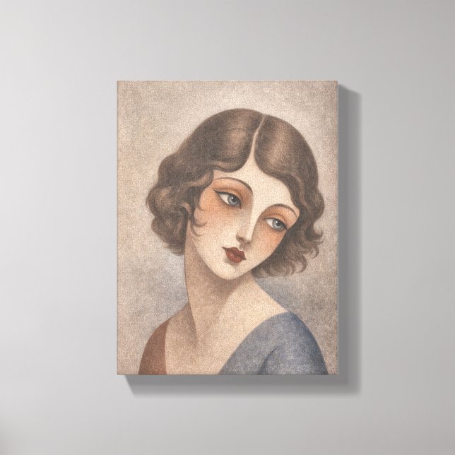 Toile Jeune fille flapper timide aux couleurs pastel (Recto)