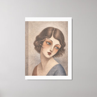Toile Jeune fille flapper timide aux couleurs pastel