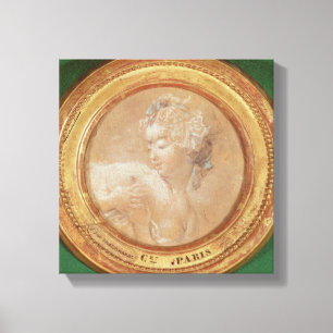 Toile Jeune fille serrant son sein