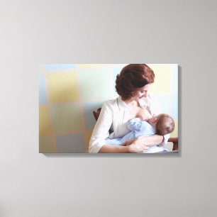Toile jeune mère allaitant au sein son bébé