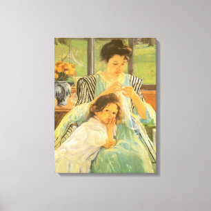Toile Jeune Mère Couture de Mary Cassatt, Art Vintage