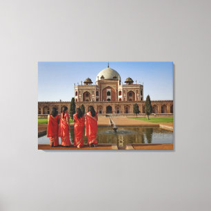 Toile Jeunes Indiennes et tombeau d'Humayun, Delhi,