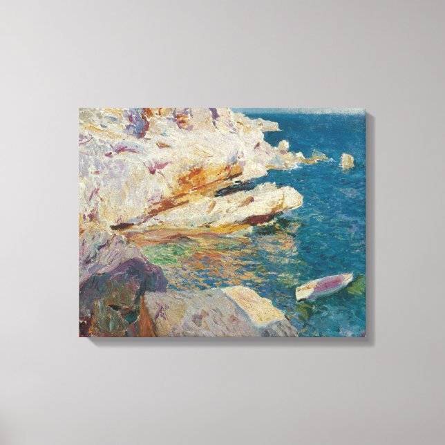 Toile Joaquin Sorolla-Rocks de Javea et le Bateau Blanc (Recto)