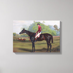 Toile Jockey sur la peinture vintage de cheval de course