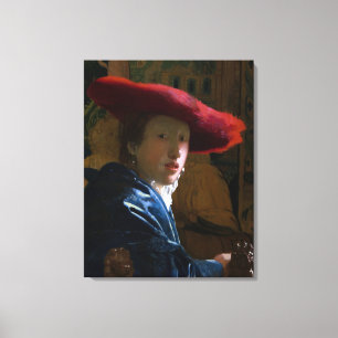 Toile Johannes Vermeer - Fille avec un Casquette rouge