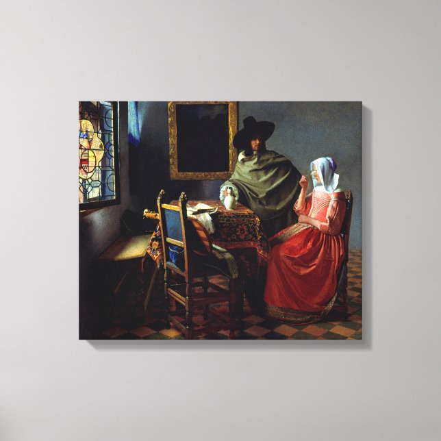 Toile Johannes Vermeer - Le verre du vin (Recto)