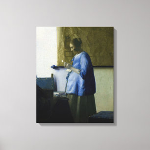 Toile Johannes Vermeer - Une femme en bleu lisant une le