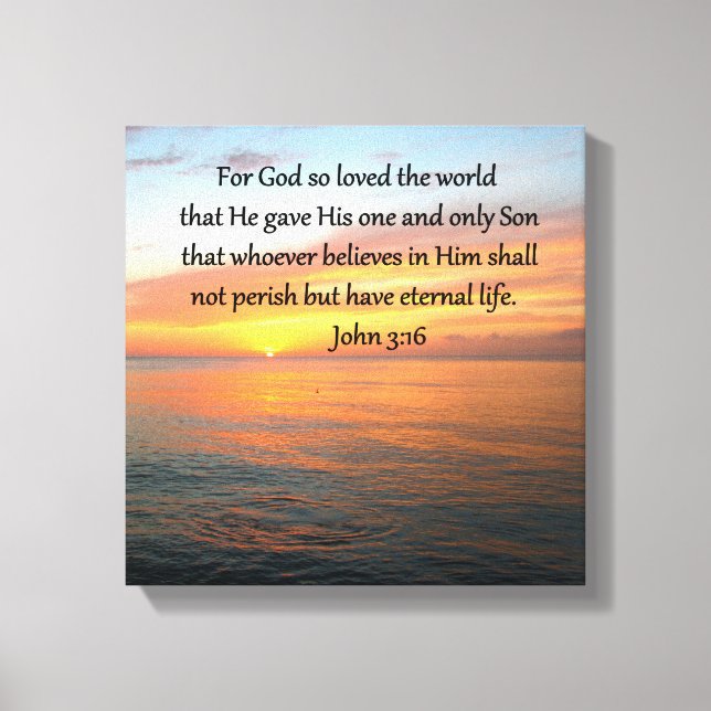 TOILE JOHN 3:16 LEVER LA PHOTO DE L'OCÉAN (Recto)