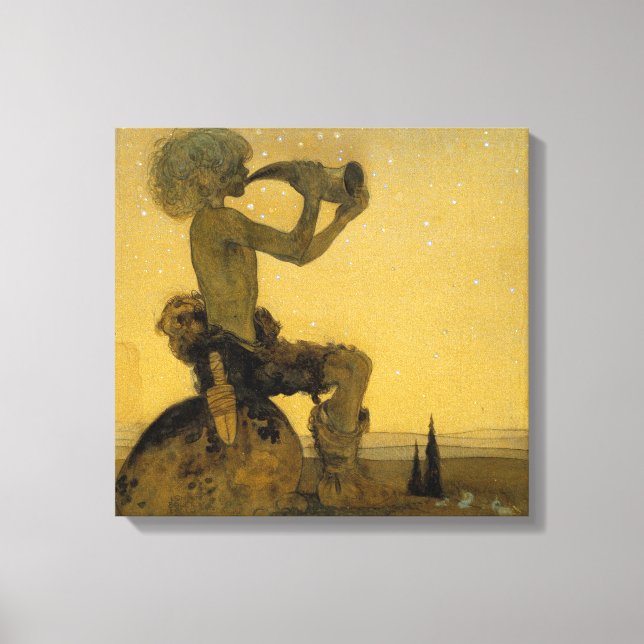 Toile John Bauer Il a soufflé sur la corne (Recto)