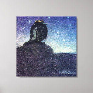 Toile John Bauer Roi du Troll Mountain en bleu