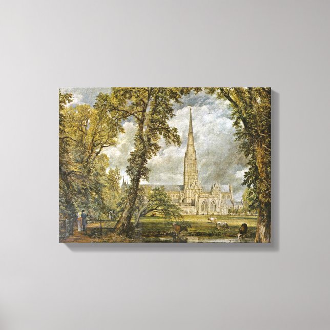 Toile John Constable - Cathédrale vue du jardin (Recto)