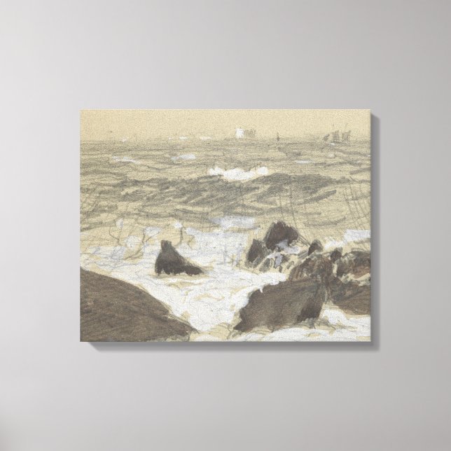Toile John Singer Sargent - Les vagues se brisent sur le (Recto)