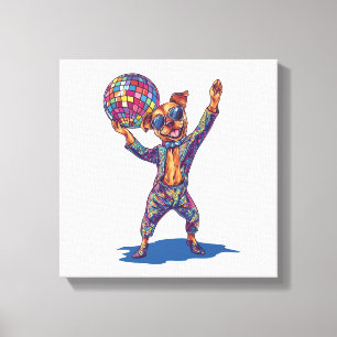 Toile Joie de Disco Dog � Pup Party Drôle des Années 70
