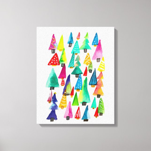 Toile Joli aquarelle arbres de Noël (Recto)