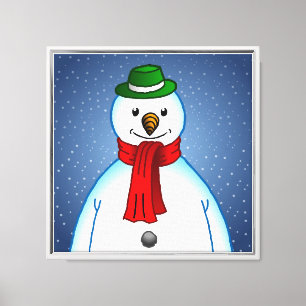 Toile Joli Bonhomme de Neige Joyeux