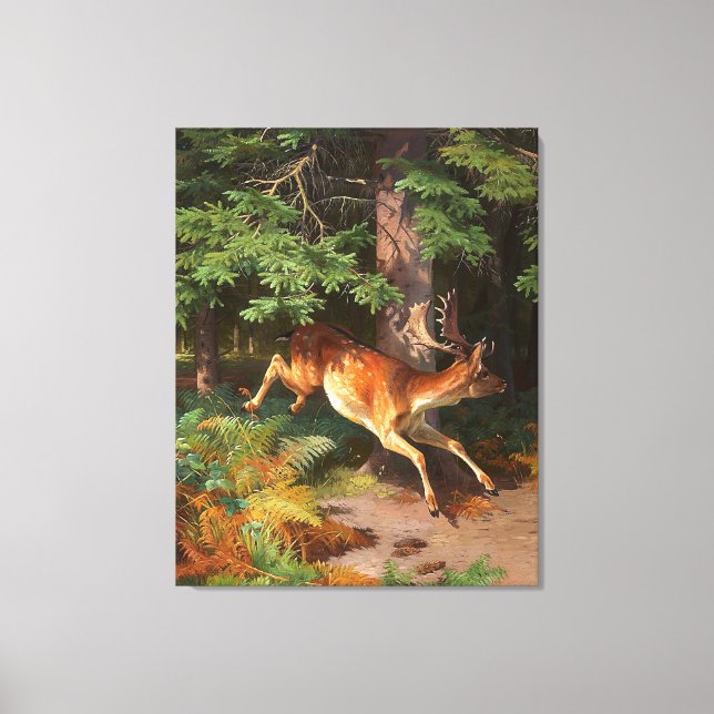 Toile Joli Cerf Rouge Dans La Forêt (Recto)
