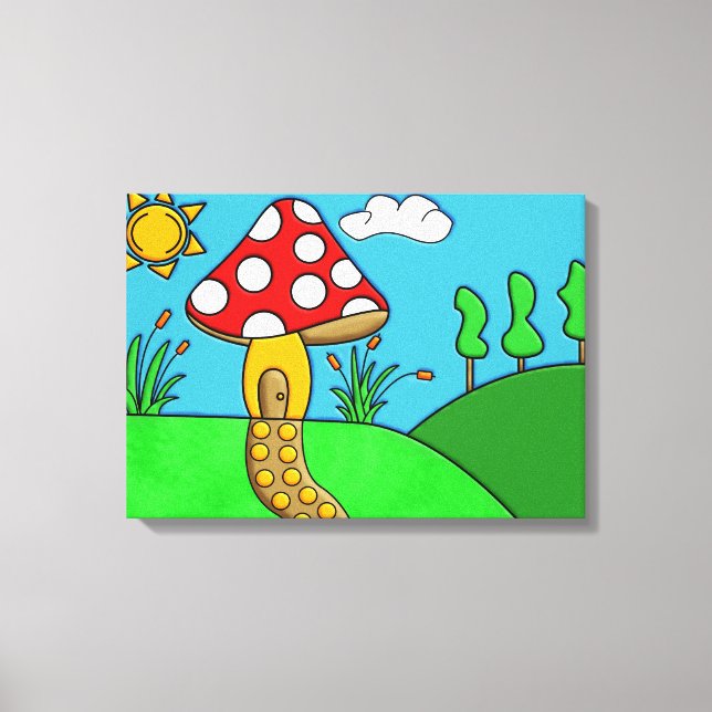Toile joli champignon rouge (Recto)
