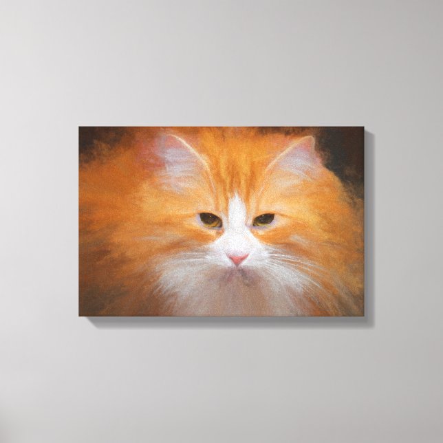 Toile Joli chat tigré orange blanc Fluffy Beau (Recto)
