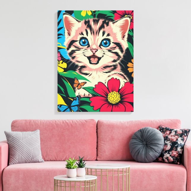 Toile Joli Chatons dans un style de peinture Pop Art sur (Insitu(Salon))