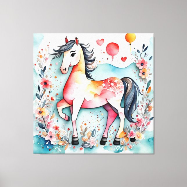 Toile Joli cheval floral (Recto)