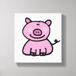 Toile Joli Cochon Rose Dessin Animé