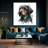 Joli Dachshund À poils durs Puppy Watercolor Art