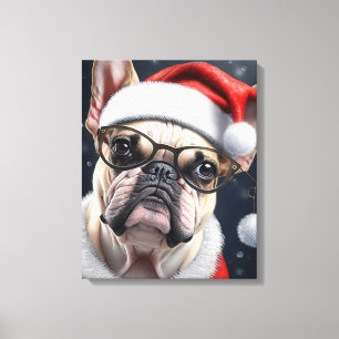 Toile Joli French Bulldog Père Noël Noël Conception