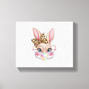 Toile Joli lapin lapin Visage Tie Tee Lunettes Fille Heu