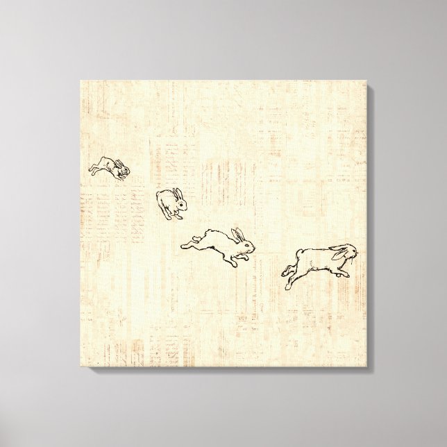 Toile Joli lapin Vintage Thème Jumping lapins Art (Recto)